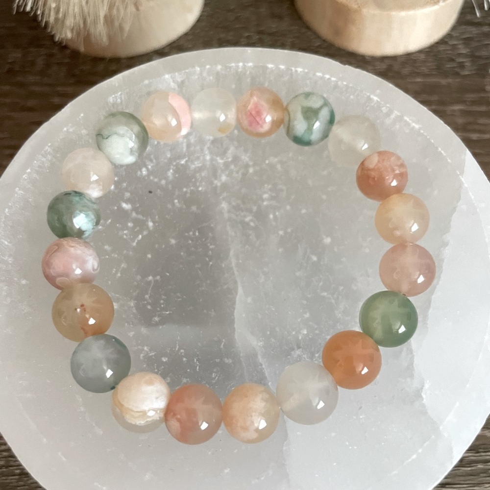 Flower agate crystal bracelet